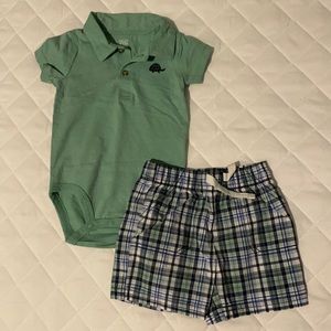 🌵Green Turtle Polo Set